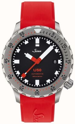 Sinn U50 | relógio mergulhador de silicone vermelho 1050.010 RED STRAP