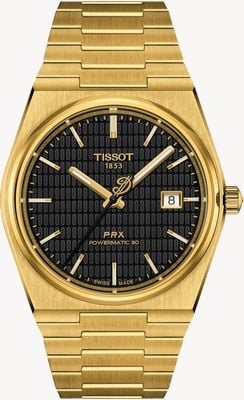 Tissot PRX Powermatic 80 - Damian Lillard Special Edition (40mm) Black Dial / Gold Stainless Steel Bracelet Watch T1374073305100