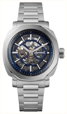 Ingersoll THE OUTRIDER Skeleton Automatic (44mm) Black & Blue Dial / Stainless Steel Bracelet I16403