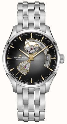 Hamilton Jazzmaster automático de coração aberto (40 mm) com mostrador cinza degradê e pulseira de aço inoxidável. H32675181