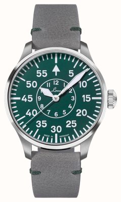 Laco Aachen grün 42 edição limitada (42 mm) mostrador verde / pulseira de couro cinza 862179