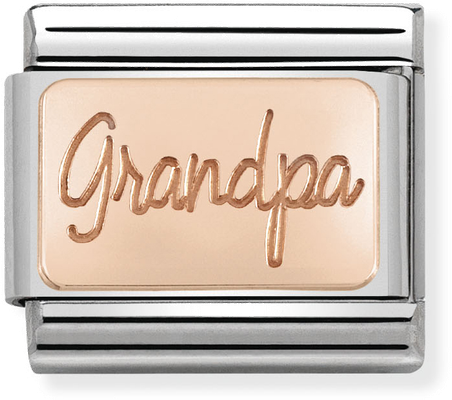 Nomination Classic PLATES In Stainless Steel With 9k Rose Gold CUSTOM Grandpa Plate Charm 430101/35