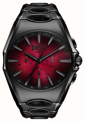 Montre Out Of Order Red Pilot Chronographe - Quartz, Acier, Silicone Noir, 43mm