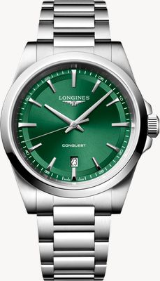 LONGINES Conquest Quarz (41 mm) grünes Zifferblatt mit Sonnenschliff / Edelstahlarmband L38604096