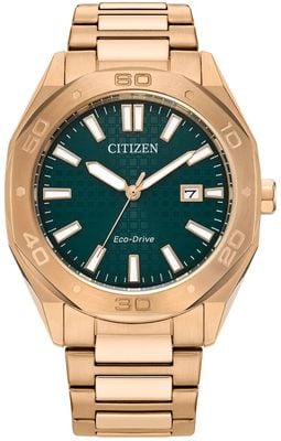 Citizen Eco-Drive Sport (41mm) Textured Green Dial / Gold PVD Stainless Steel Bracelet BM7633-81X