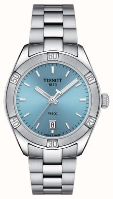 Tissot Pr100 女士运动时尚 |蓝色表盘 |不锈钢手链 T1019101135100