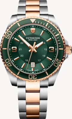 Victorinox Maverick grote (43 mm) groene wijzerplaat / tweekleurige roestvrijstalen band 242008