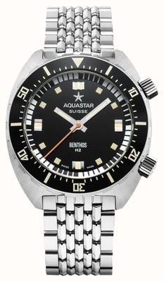 Aquastar Benthos Heritage II edizione limitata (40 mm) quadrante nero / bracciale in acciaio inossidabile BENTHOS-H2-BLACK BRACELET