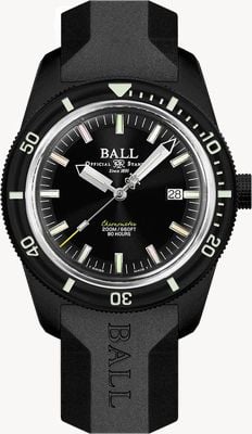 Ball Watch Company Engineer ii Skindiver Heritage Chronometer in limitierter Auflage (42 mm), schwarzes Zifferblatt / schwarzer Kautschuk DD3208B-P2C-BK