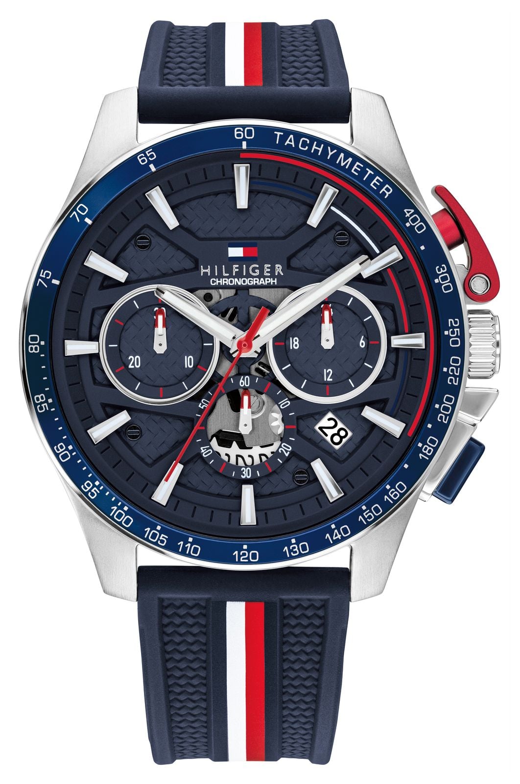 Tommy Hilfiger Herrenuhr mit blauem Silikonarmband und uhr