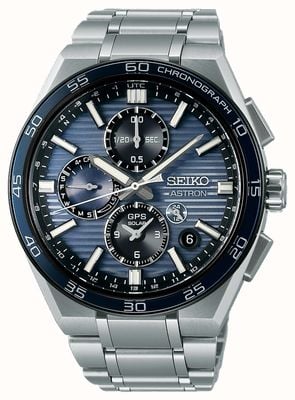 Seiko Astron ‘Slate Blue’ 5X GPS Solar Dual-Time Chronograph (44.1mm) Blue Dial / Titanium Bracelet SSH175J1