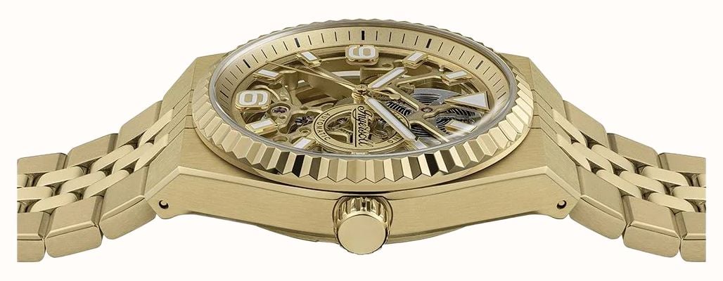 Ingersoll THE LANDING Automatic (40mm) Gold Skeleton Dial / Gold PVD Stainless Steel Bracelet I18702 - vista alternativa 4