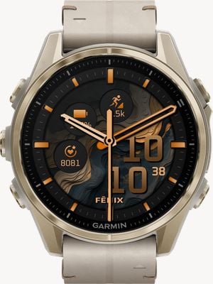 Garmin Fenix 8 43mm AMOLED Sapphire Premium Multisport GPS Smartwatch Fog Grigio Oro Pelle + Set Silicone 010-02903-40