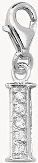 Silver Cubic Zirconia 'I' Initial Charm G6282/I
