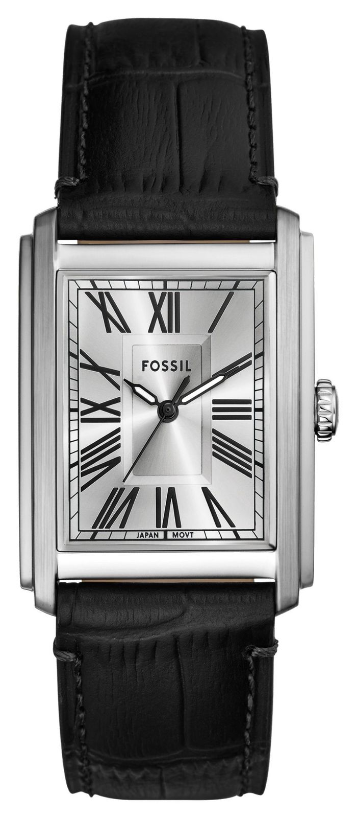 Fossil Carraway (30 mm) cadran argentÃ© / bracelet en cuir montre