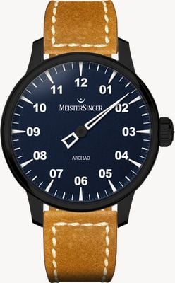 MeisterSinger Archao Automatic DLC (43mm) Dark Blue Grained Dial / Tan Leather Strap AR908BL