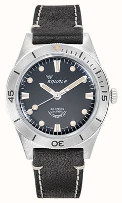 Squale Super-Squale (38mm) Sunray Black Dial / Black Italian Leather Strap SUPERSSBK.PN