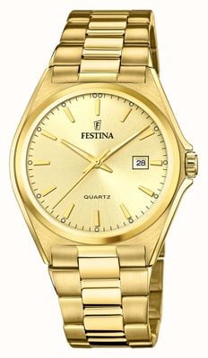 Festina Heren | gouden wijzerplaat | goud pvd vergulde armband F20555/3