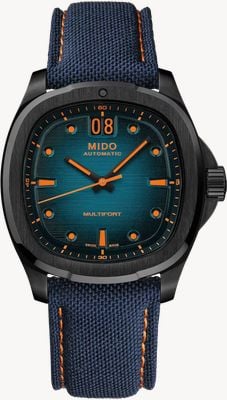 MIDO Multifort TV Big Date Automatique (40mm) cadran dégradé bleu / bracelet cuir hybride bleu M0495263704100