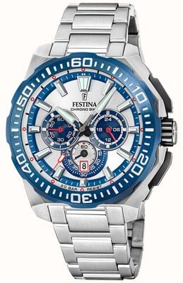 Festina Chrono Bike 2025 (45.5mm) Silver Dial / Stainless Steel Bracelet F20724/1