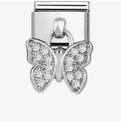 Nomination Classic Butterfly Crystal Set Sterling Silver Charm 331800/16