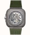 Herbelin Cap Camarat Square Titanium Automatic (40.5mm) Skeleton Dial / Khaki Green FKM Rubber Strap Watch 1846SQTDCK - vue alternative 5