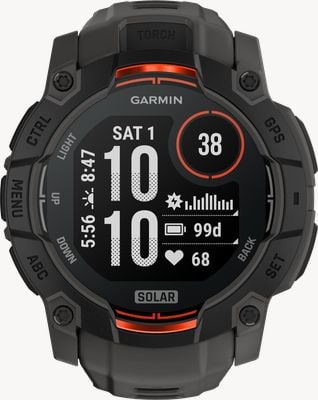 Garmin Instinct 3 - Solar Outdoor GPS Smartwatch (50mm) Black with Charcoal Band 010-02935-00