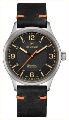 Damasko Df20 オールドラジウム - オレンジポインター (39mm) ブラックオールドラジウムサンドイッチダイヤル / ブラックヴィンテージレザーストラップ DF20-OLD-RADIUM-BLACK-VINTAGE-LEATHER