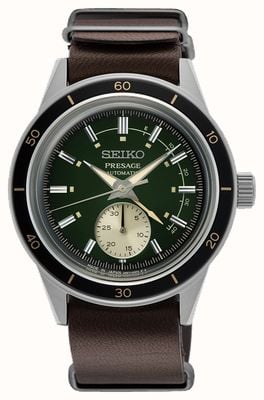 Seiko Uhr mit grünem Zifferblatt im Presage-Stil der 60er Jahre SSA451J1