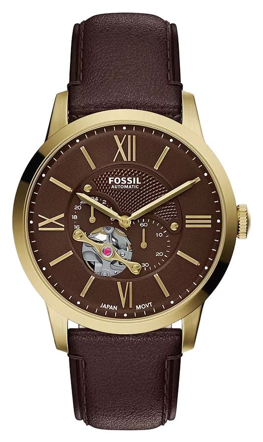 Fossil Townsman 44 mm automatique cuir marron ME3286 montre