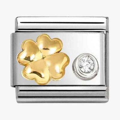 Nomination Classic Four-Leaf Clover 18ct Gold & Steel Charm 630301/03