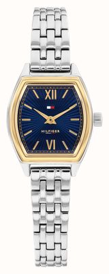 Tommy Hilfiger Norah quartzhorloge met twee wijzers (21,5 mm) met blauwe wijzerplaat en roestvrijstalen armband. 1782869