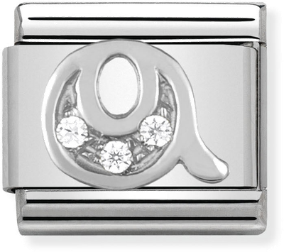Nomination Classic Letter Q Sterling Silver & Steel Cubic Zirconia Charm 330301/17