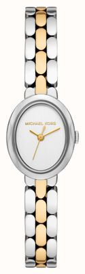 Michael Kors Mini Maude (20,5 mm) com mostrador branco e pulseira bicolor em aço inoxidável. MK4956
