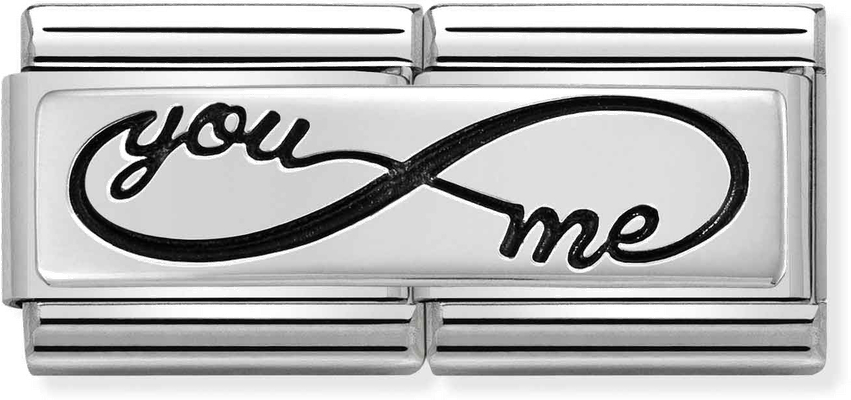 Nomination Classic DOUBLE ENGRAVED Steel And Silver Sterling Silver CUSTOM You INFINITE Me Charm 330710/43