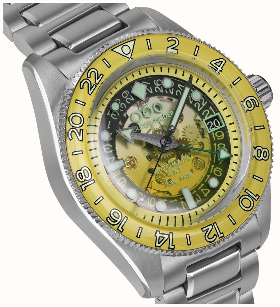 Out Of Order Limoncello Limited Edition Automatic GMT (40mm) Gradient Glass Dial / Stainless Steel Bracelet Watch OOO.001-25.LI.BAND.SS - alternate view 4