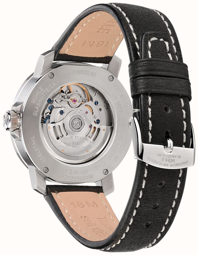 Mühle Glashütte 29er Automatic (36.6mm) White Dial / Black Leather Strap M1-25-21-LB - alternate view 3