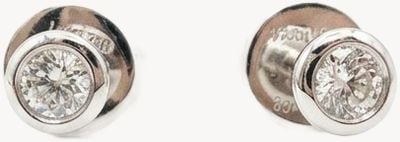 18ct White Gold Rubover Set Round Brilliant Cut Diamond Stud Earrings 0.15ct J85776