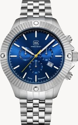 GLOCK Precision Chronograph (46mm) Blue Sunray Dial / Stainless Steel Bracelet GW-38-2-22