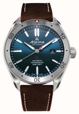 Alpina Alpiner 4 自动上链腕表（44 毫米）蓝色表盘 / 棕色皮革 AL-525NS5AQ6