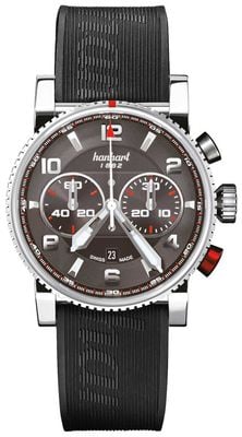 Hanhart Primus Racer Automatik-Chronograph (44 mm) anthrazitfarbenes Zifferblatt / schwarzes Kautschukarmband - m 741.240-1020