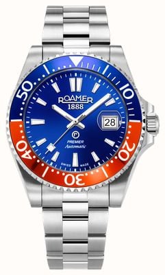 Roamer Premier自动上链腕表（42毫米）蓝色表盘/不锈钢表链 986983 41 45 20