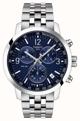 Tissot Prc 200 | chronographe | cadran bleu | bracelet en acier inoxydable T1144171104700