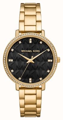 Michael Kors Pyper Uhr mit schwarzem mk gemustertem Zifferblatt MK4593