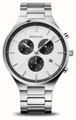 Bering Titã crono | mostrador branco | pulseira de titânio 11743-704