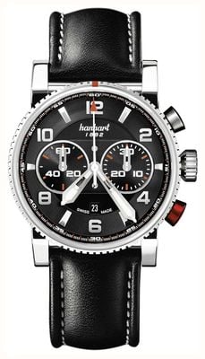 Hanhart Primus racer cronografo automatico (44 mm) quadrante nero / cinturino in pelle nera - m 741.210-0020
