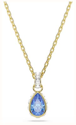 Swarovski Chroma pendant, Pear cut, Blue, 18K gold finish 5757786