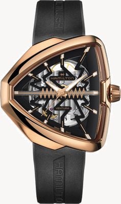 Hamilton Ventura elvis80 skeleton automatisch (42,5 mm) zwarte wijzerplaat / zwarte rubberen band H24525331