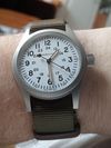 Customer picture of Hamilton Khaki Field Mechanical (38mm) White Dial / Green NATO Strap H69439411
