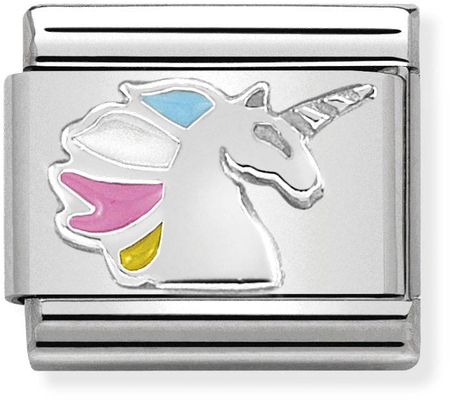 Nomination Composable Classic SYMBOLS In Stainless Steel Enamel And Arg. 925 Unicorn 330204/16
